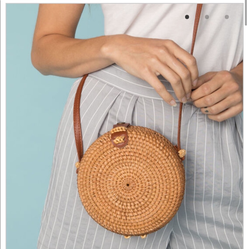 Rattan crossbody purse